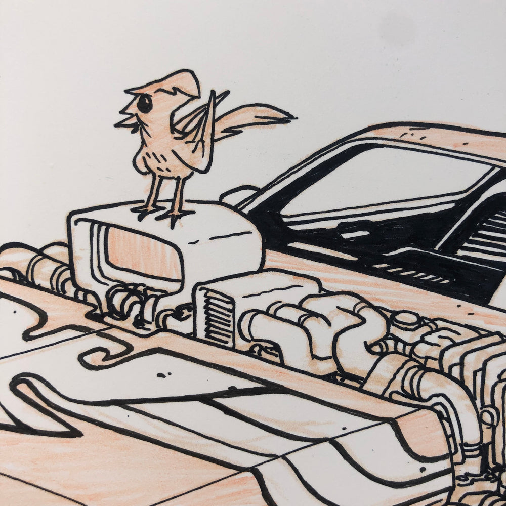 Skull Chaser Firebird Drawing